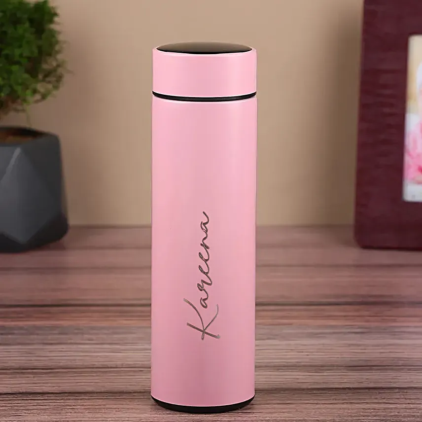 Personalised Temperature Hydration Bottle Pink
