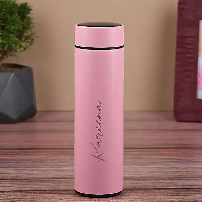 Personalised Temperature Hydration Bottle Pink