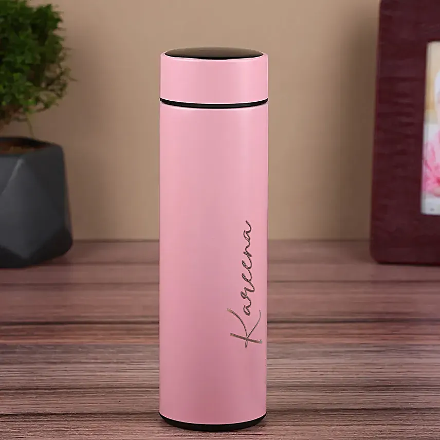 Personalised Temperature Hydration Bottle Pink