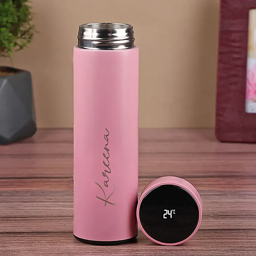Personalised Temperature Hydration Bottle Pink