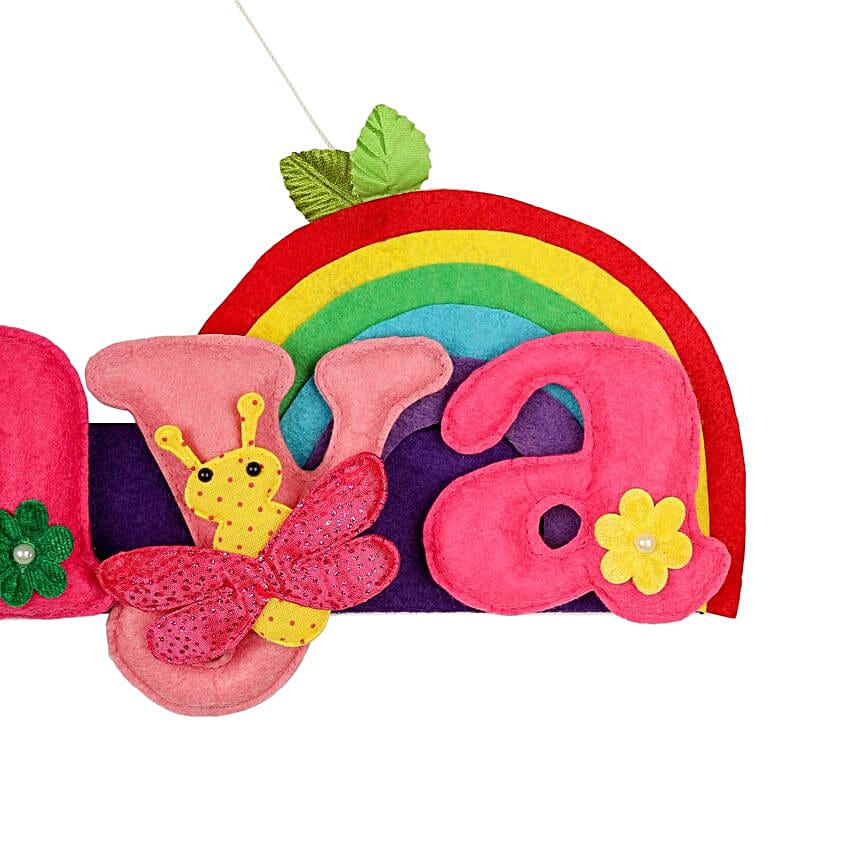 Personalised Unicorn Theme Hanging Name Plate 6 Letter Name