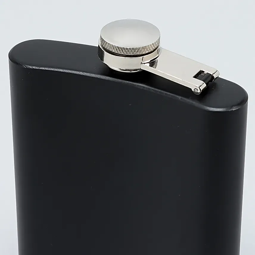 Personalised UV Print Black Hip Flask