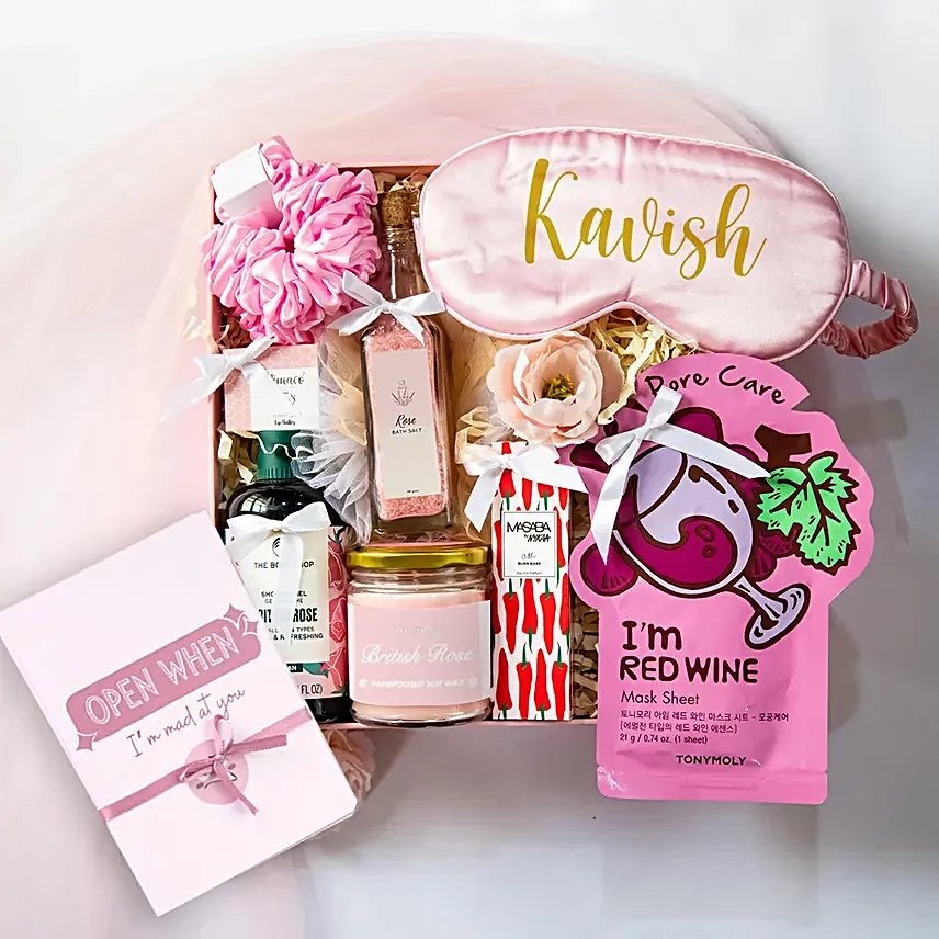 Personalised Valentine Pink Hamper For Her