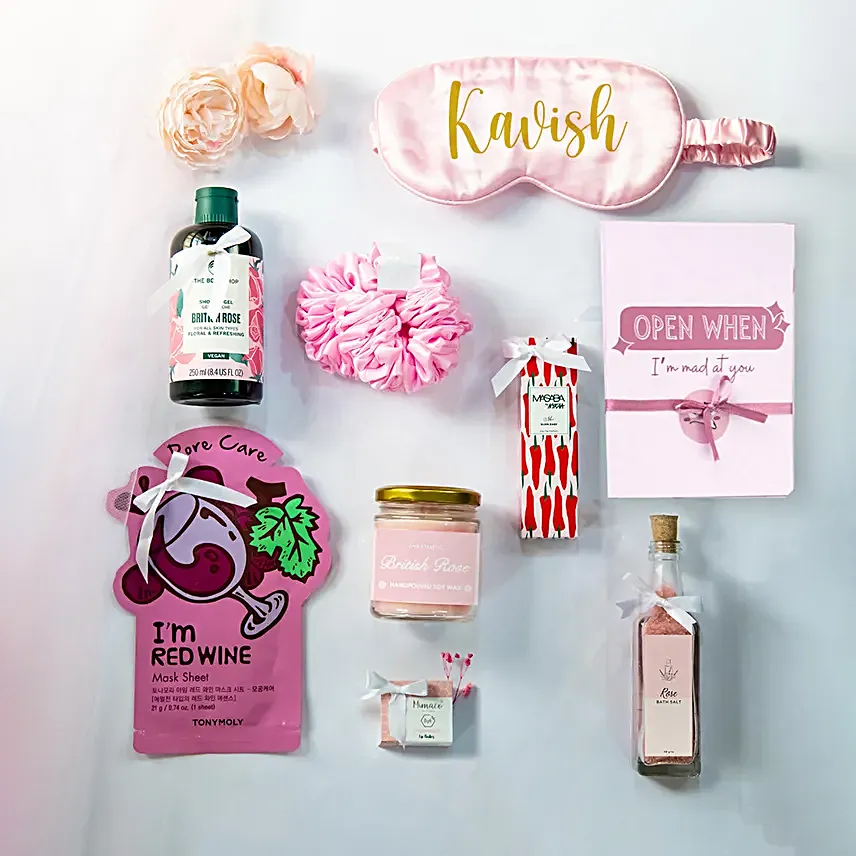 Personalised Valentine Pink Hamper For Her