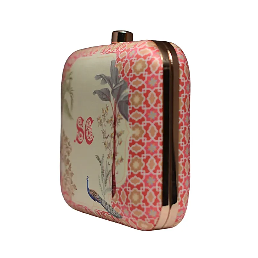 Personalised Vintage Peacock Charm Clutch Bag