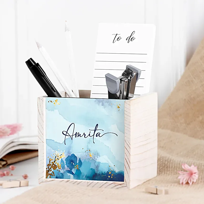 Personalised Wooden Pen Stand
