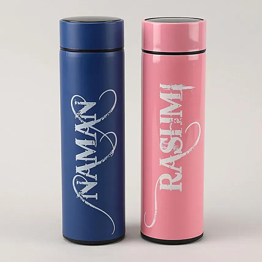 Personalized Radiant Blue and Pink LED Temperature Bottles