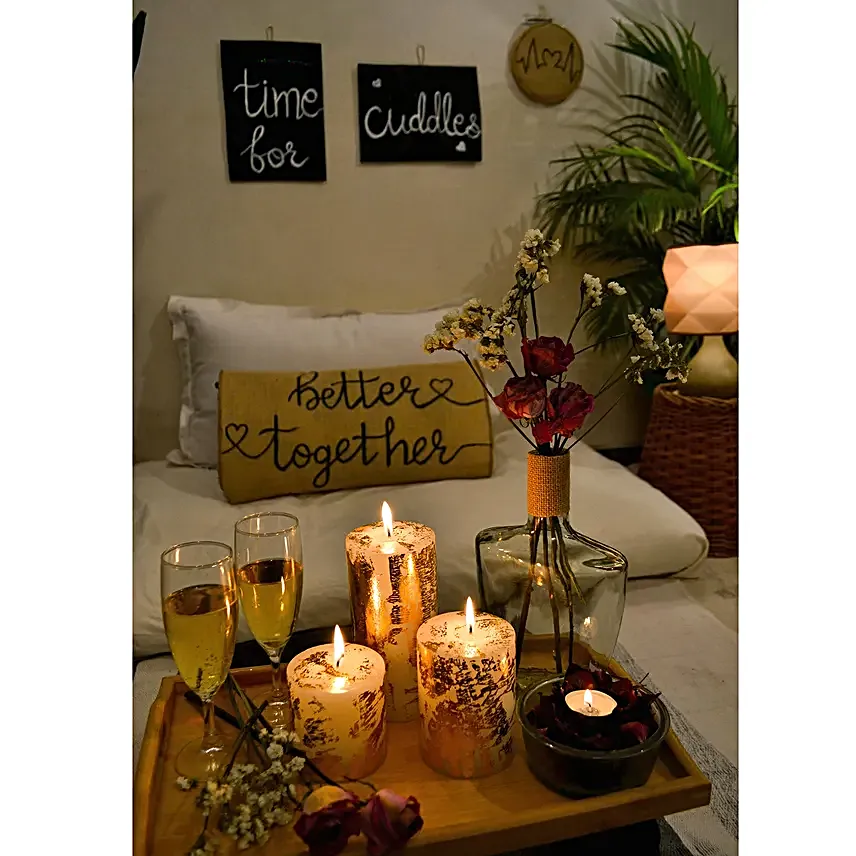 Pillar Candles Gift Set Gold Dust
