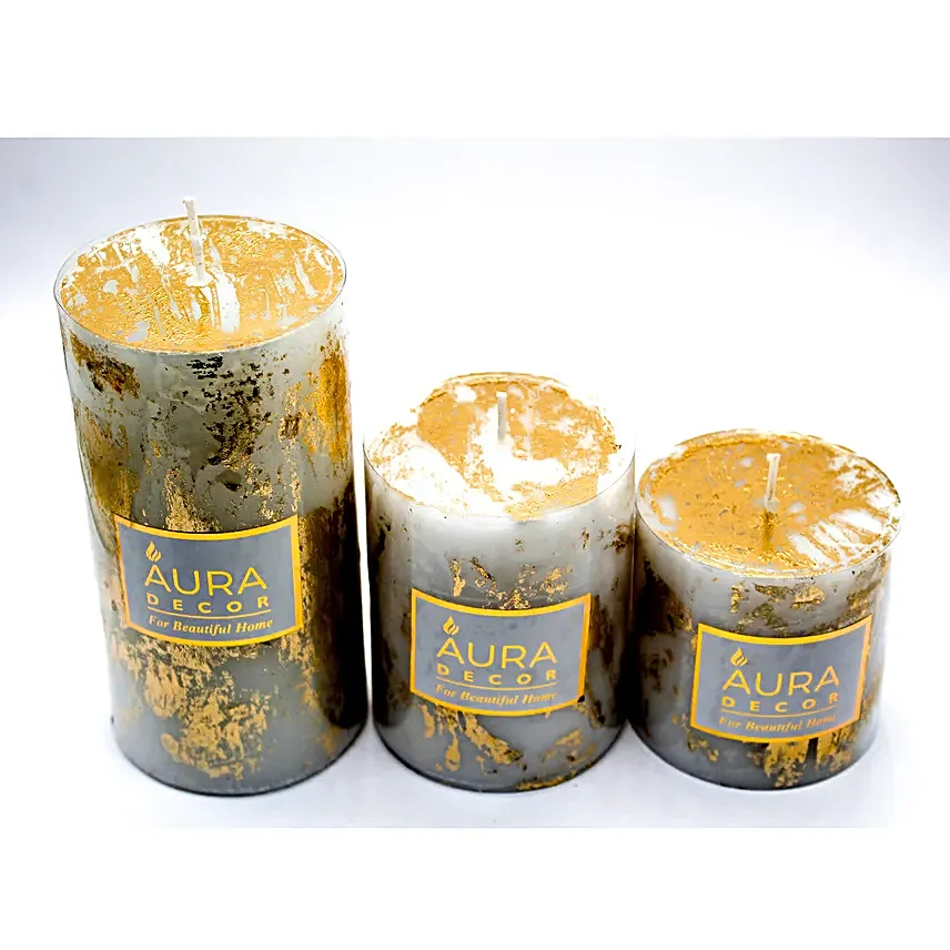 Pillar Candles Gift Set Gold Dust