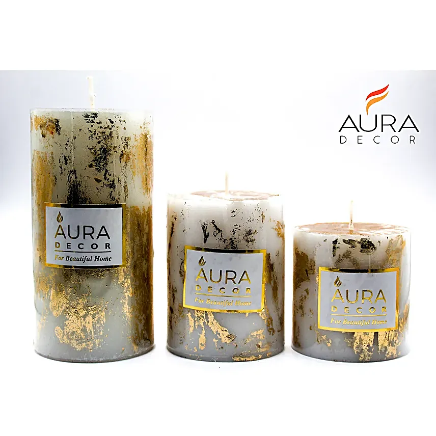 Pillar Candles Gift Set Gold Dust