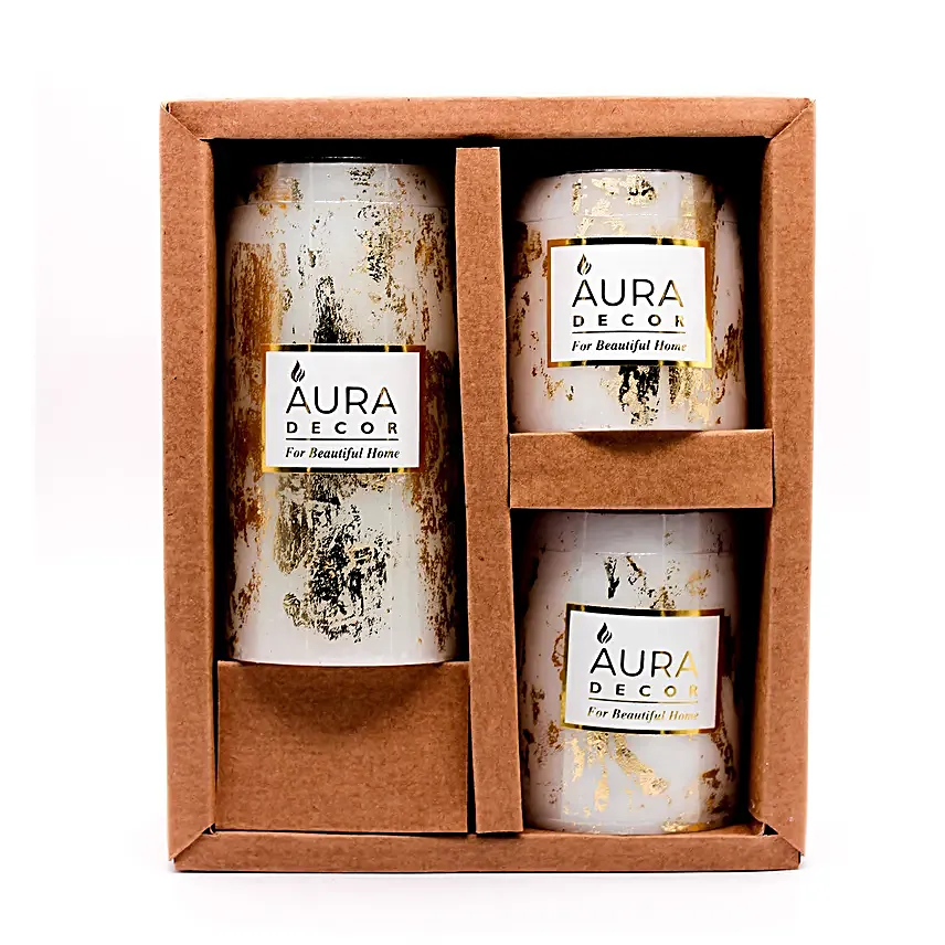 Pillar Candles Gift Set Gold Dust