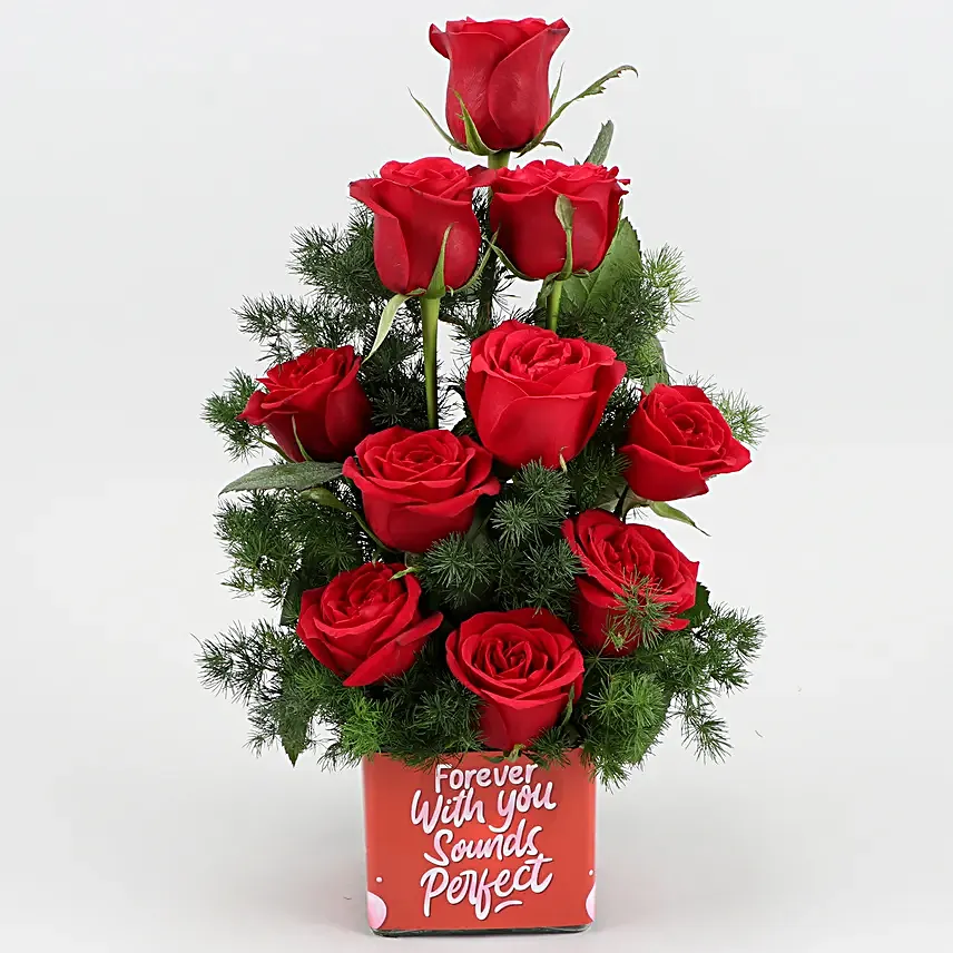 Pineapple Cake & Forever With You Red Roses Combo