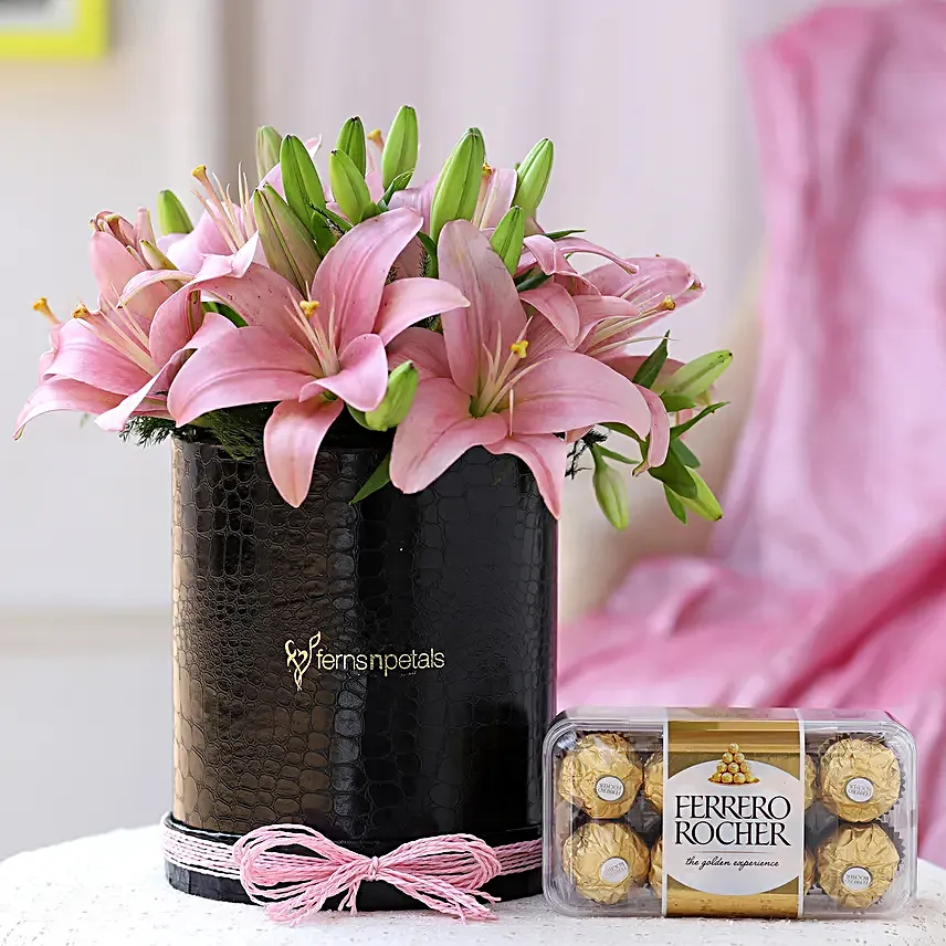 Premium Lilies Posy with Chocolate