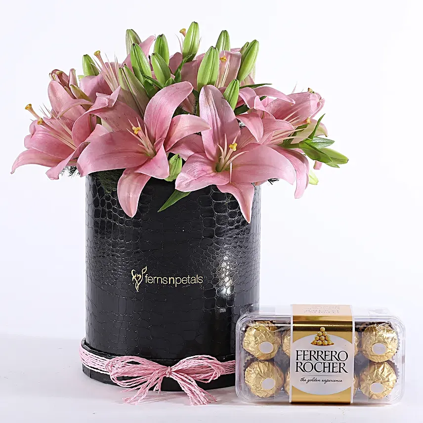Premium Lilies Posy with Chocolate