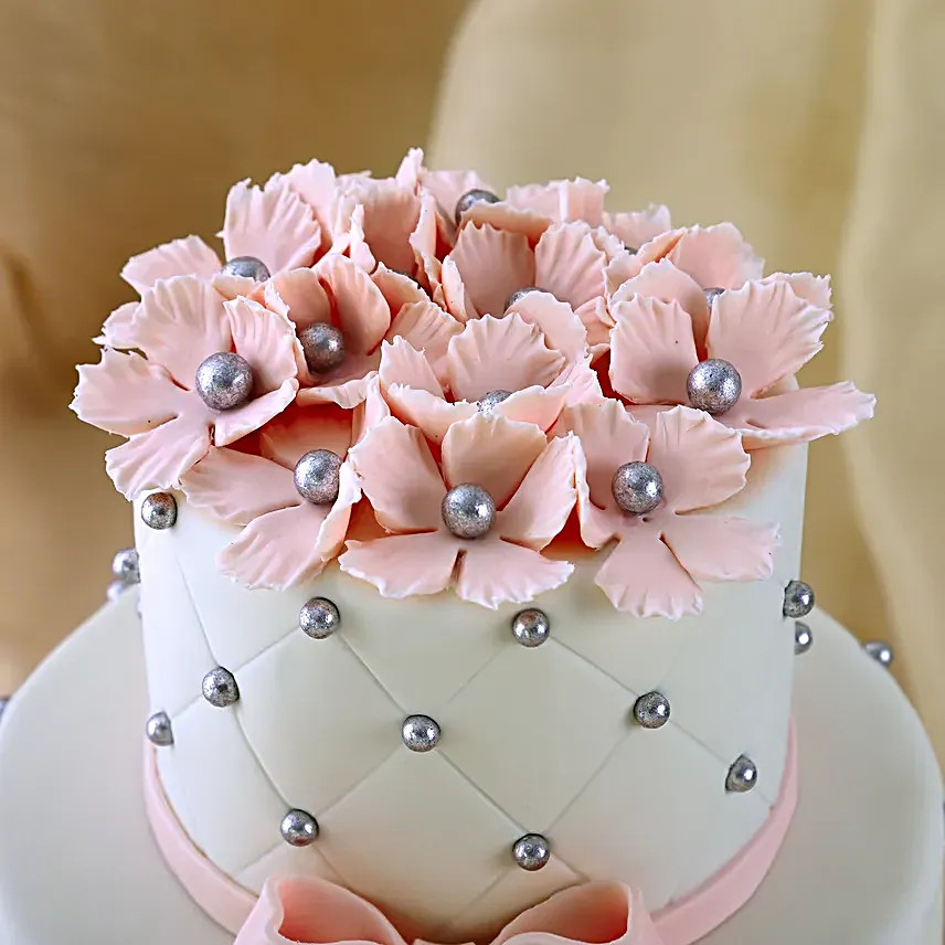 OnlinePink Bow 2 Tier Truffle Cake
