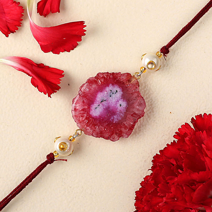 Pink Crystal Agate Rakhi