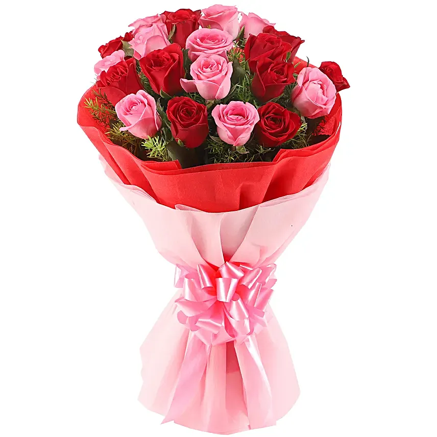 Pink N Red Roses & Pineapple Cake Combo
