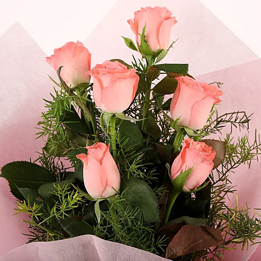 Pink Roses N Chocolates - Bunch of 6 Pink Roses with Cadbury Celebration Pack 119gms. choclates womens day women day woman day women's day