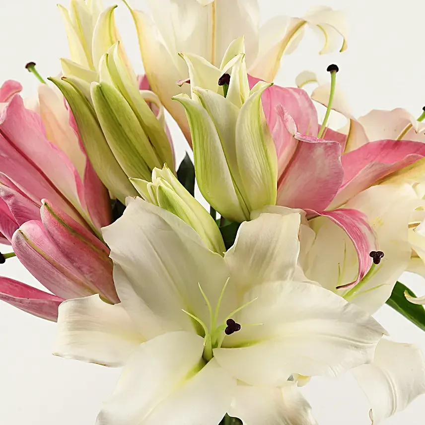 Online Pink And Whit+N63e Oriental Lilies Glass Vase