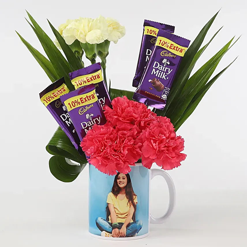 Online Flower With Picture Mug  And Chocolates