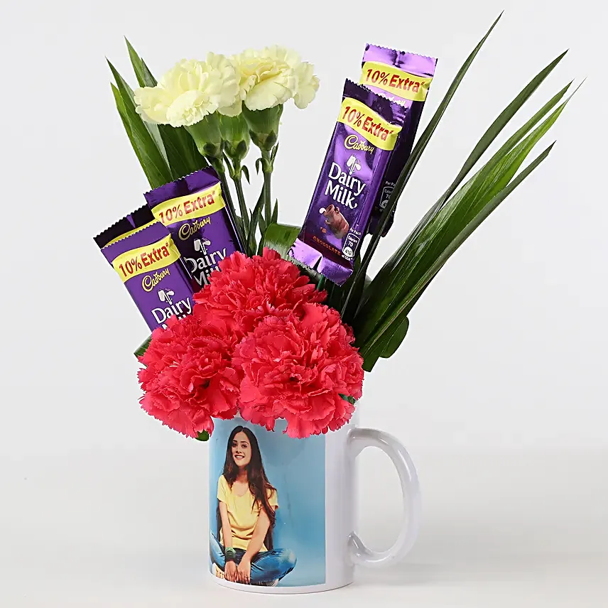 Online Flower With Picture Mug  And Chocolates