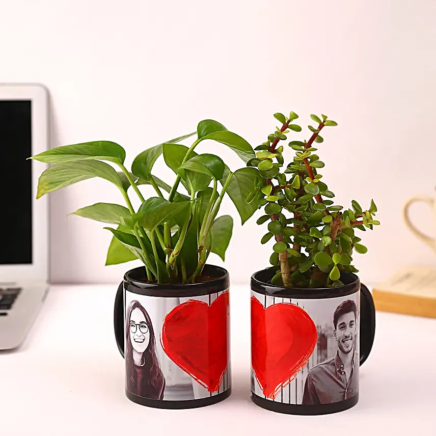 Plants In Personalised Couple Love Mug Set