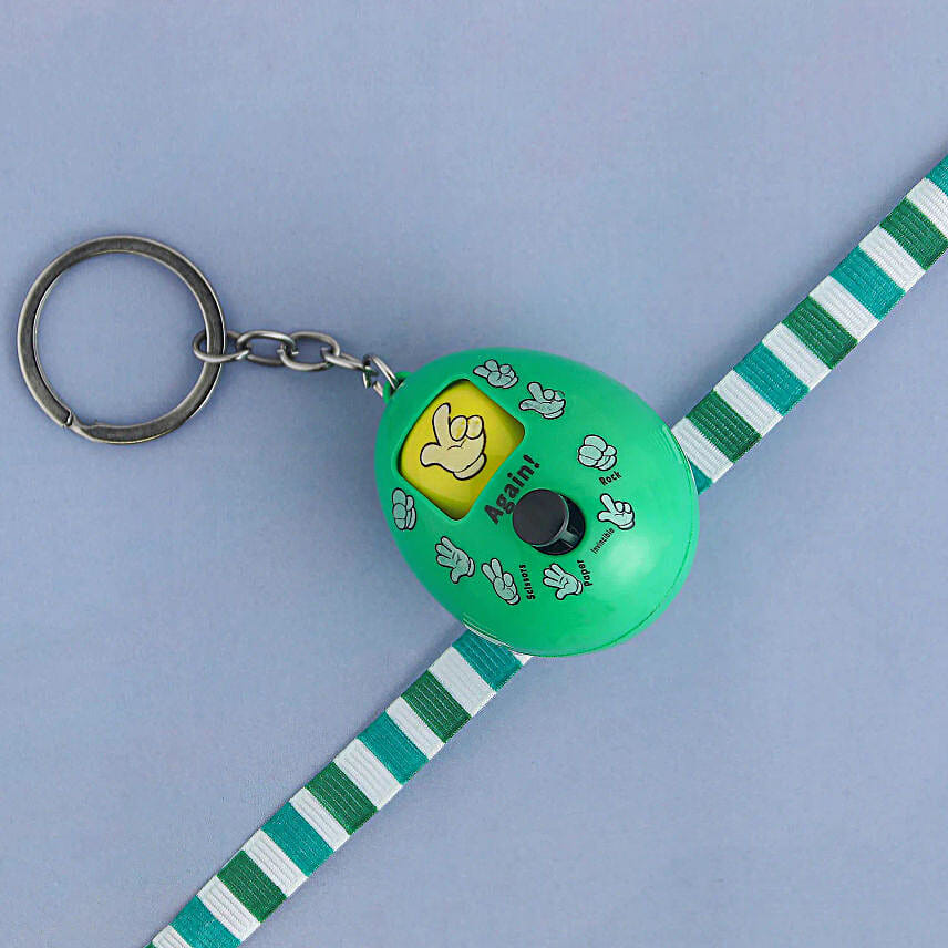 Playful Rock Paper Scissors Toy Rakhi Green