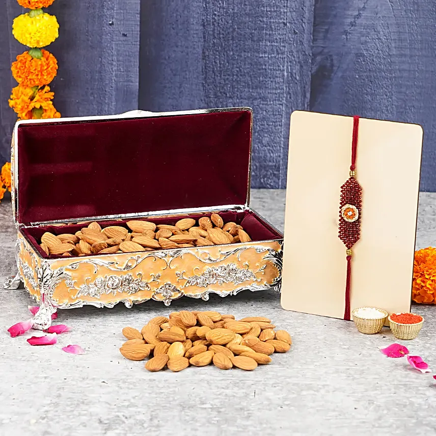 Premium Almonds In Regal Silver Box
