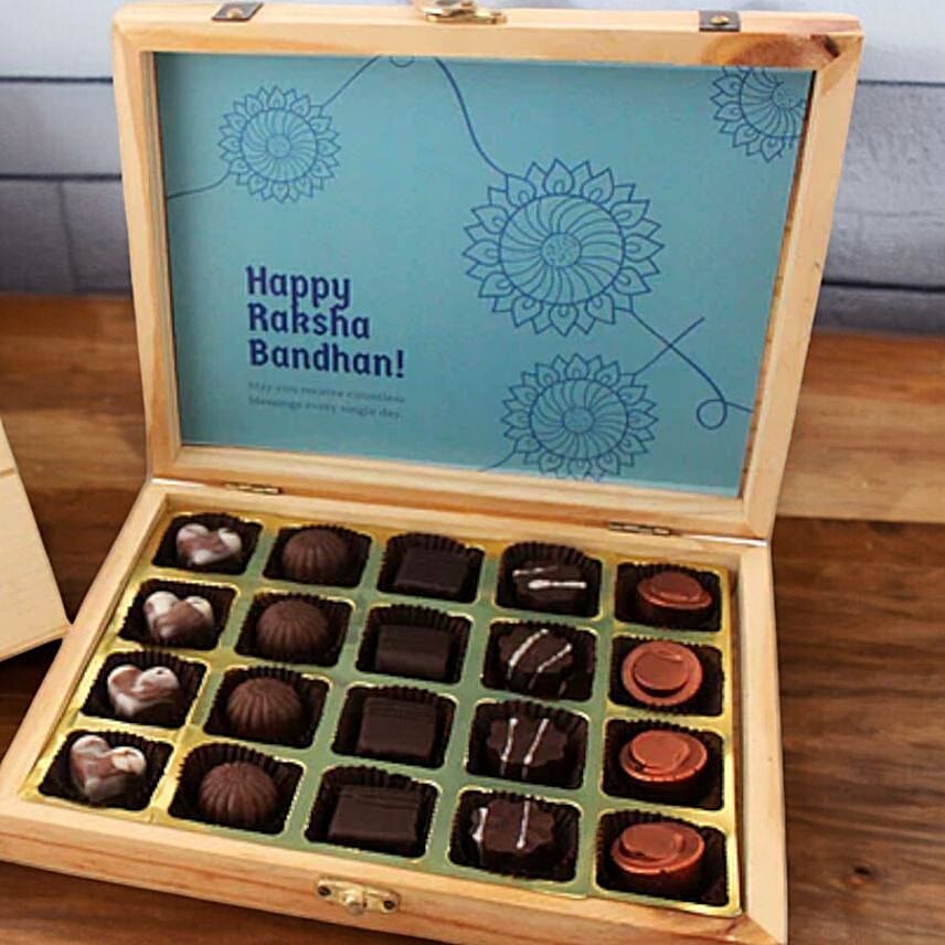Premium Indulgence Pinewood Rakhi Box