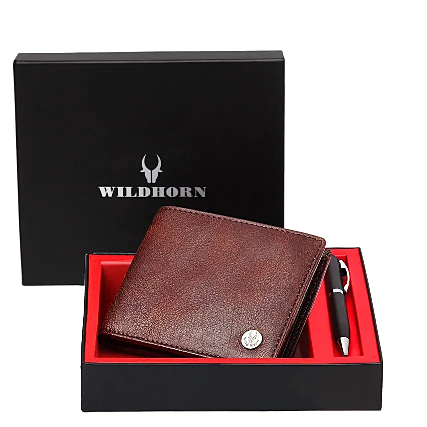 Premium Leather Wallet N Pen Gift Set