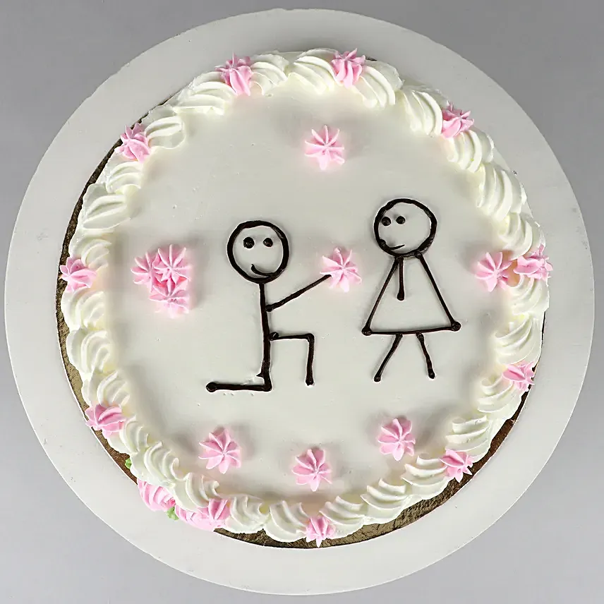 Pretty Propose Pineapple Cake Eggless Half Kg