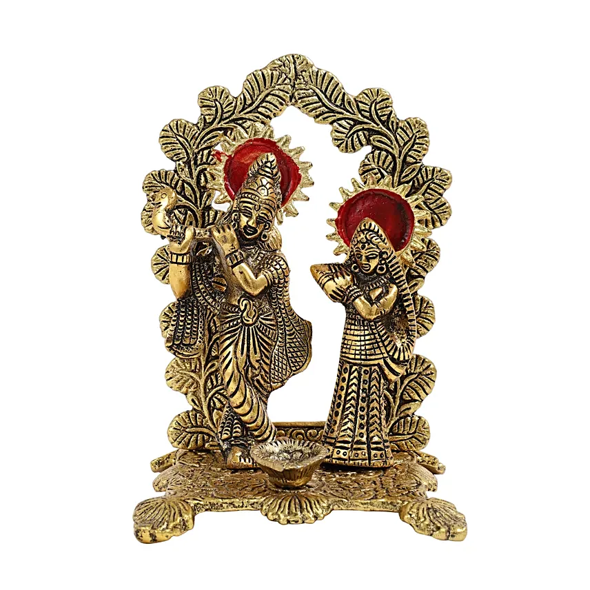 Radiant Radha Krishna Brass Idol