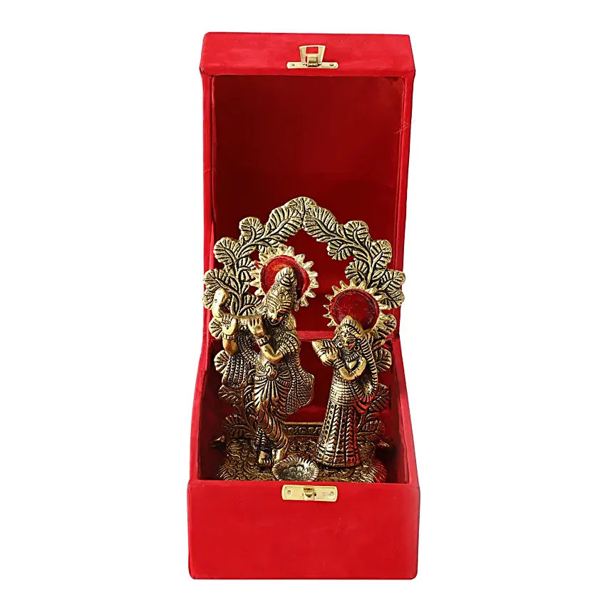 Radiant Radha Krishna Brass Idol