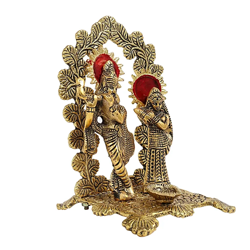 Radiant Radha Krishna Brass Idol
