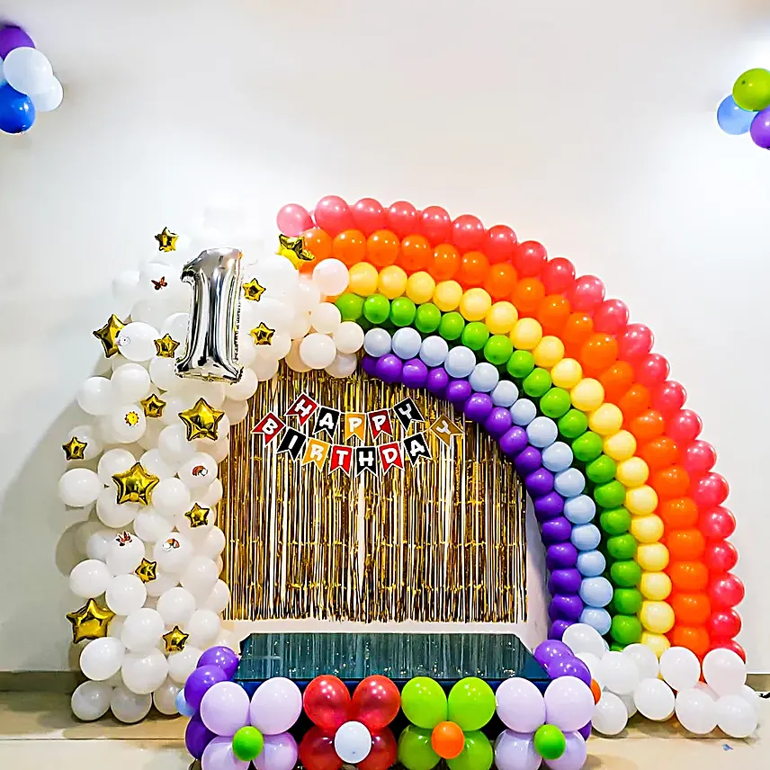 Rainbow Themed Birthday Decor
