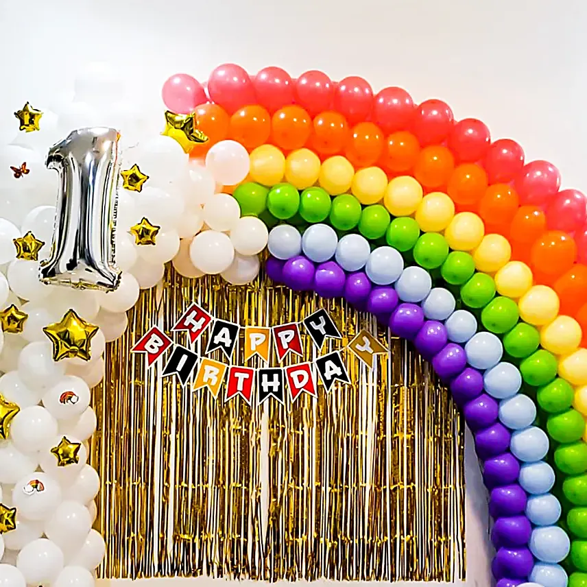 Rainbow Themed Birthday Decor