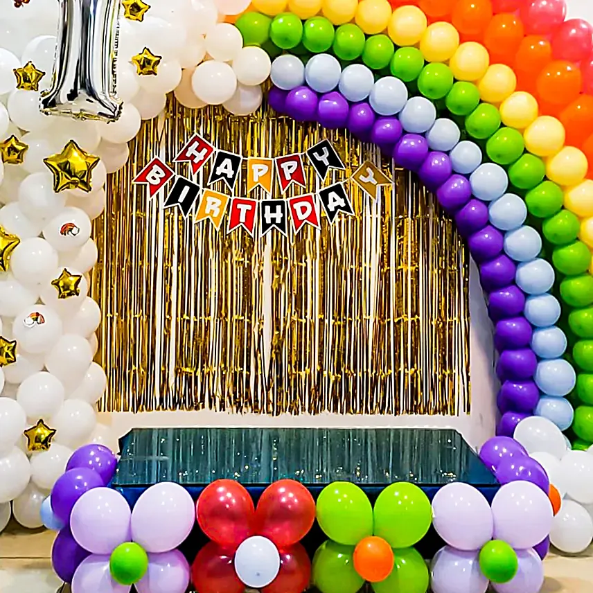 Rainbow Themed Birthday Decor
