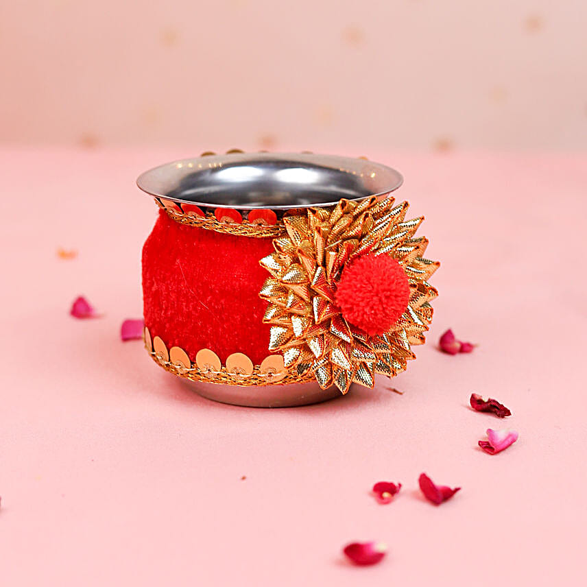 Red Karwa Chauth Pooja Thali Set