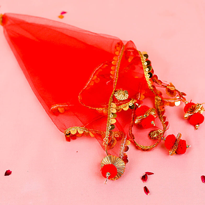 Red Karwa Chauth Pooja Thali Set