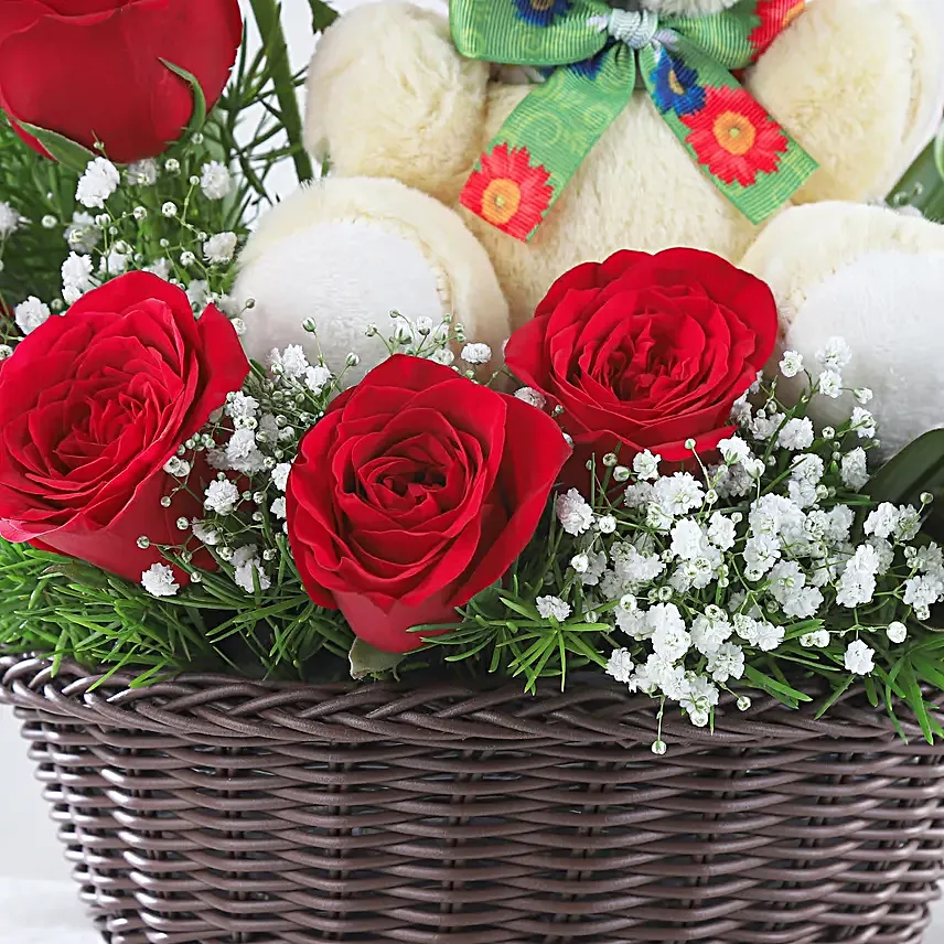 flowers n teddy arrangement for anniversary online