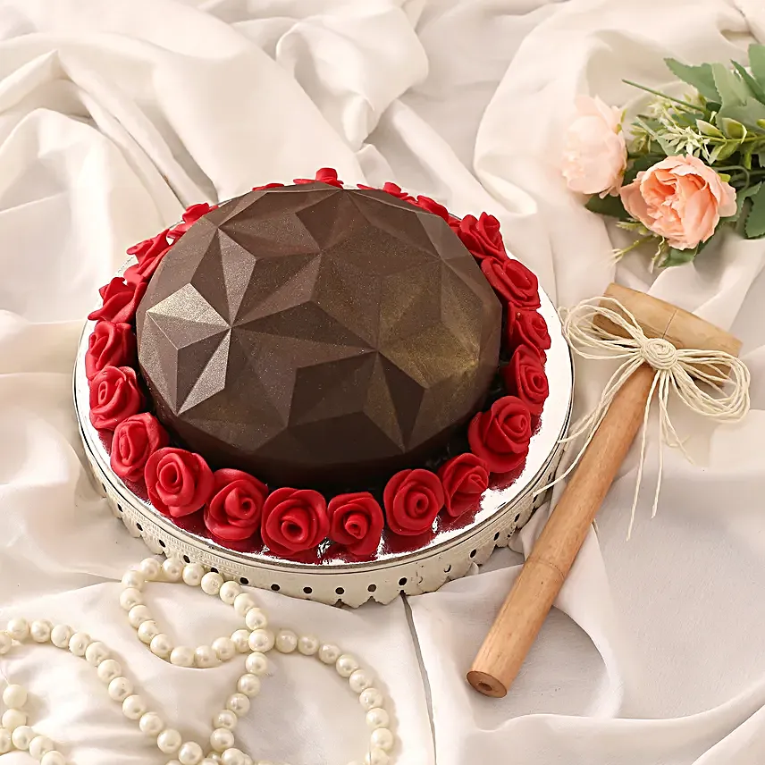Red Roses Dome Pinata Cake Eggless 1 Kg