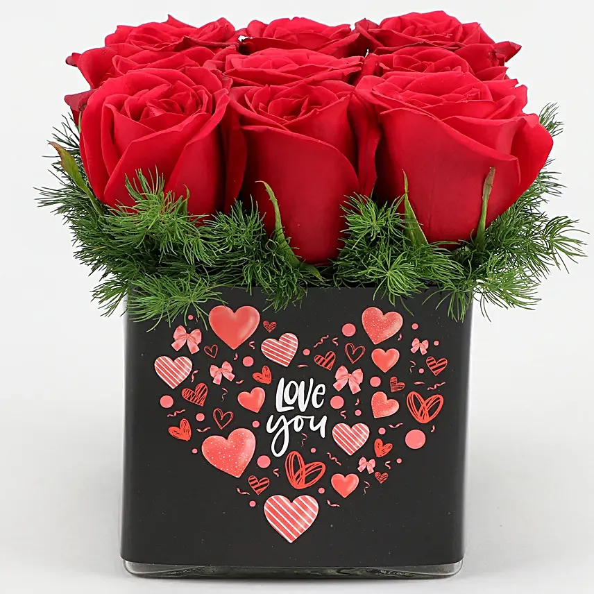 red rose arrangement for valentine