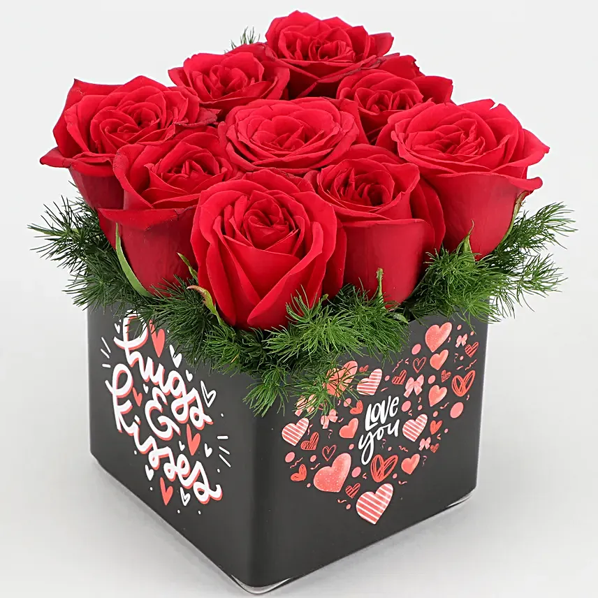 red rose arrangement for valentine