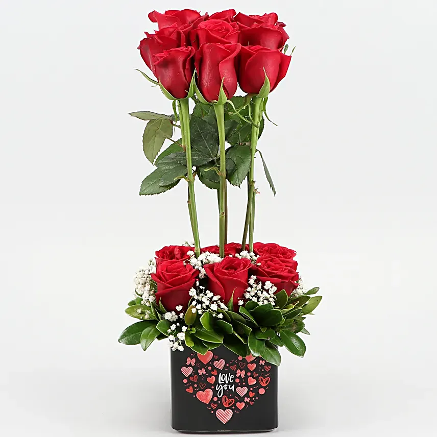 Red Velvet Cake & Love You Red Roses Combo