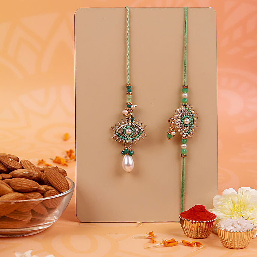 Regal Peacock Rakhi Lumba Set