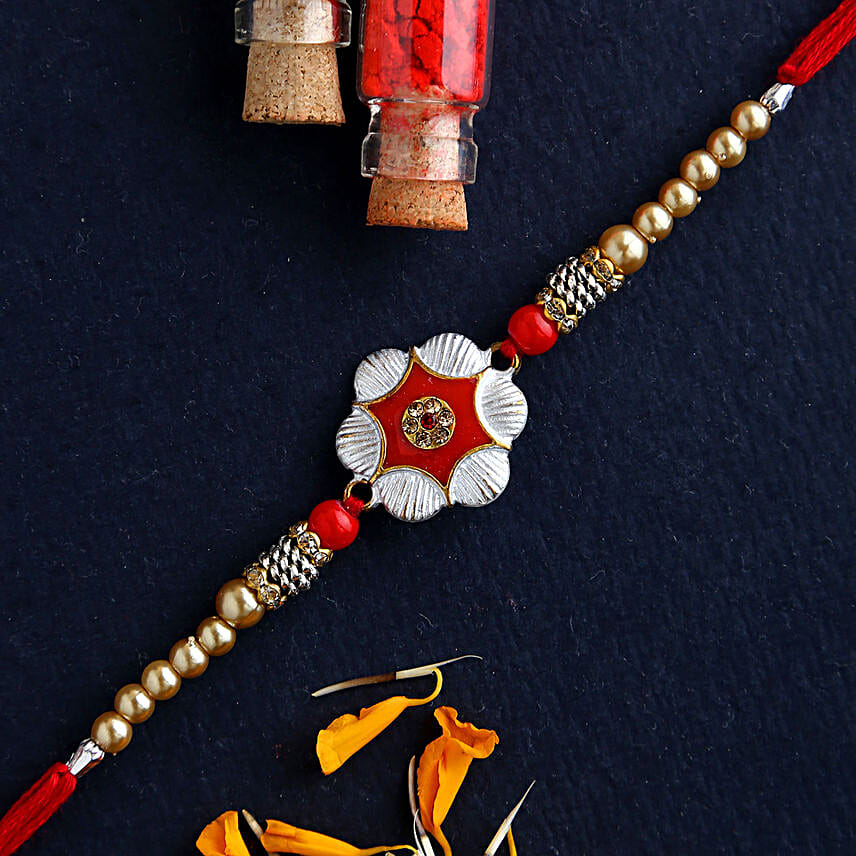 Regal Scarlet Petal Rakhi