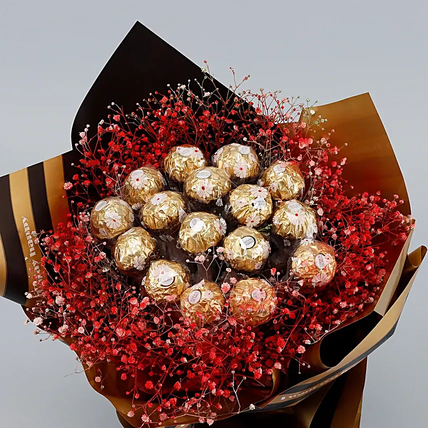 Rocher N Gypsophila Beautifully Tied Bouquet