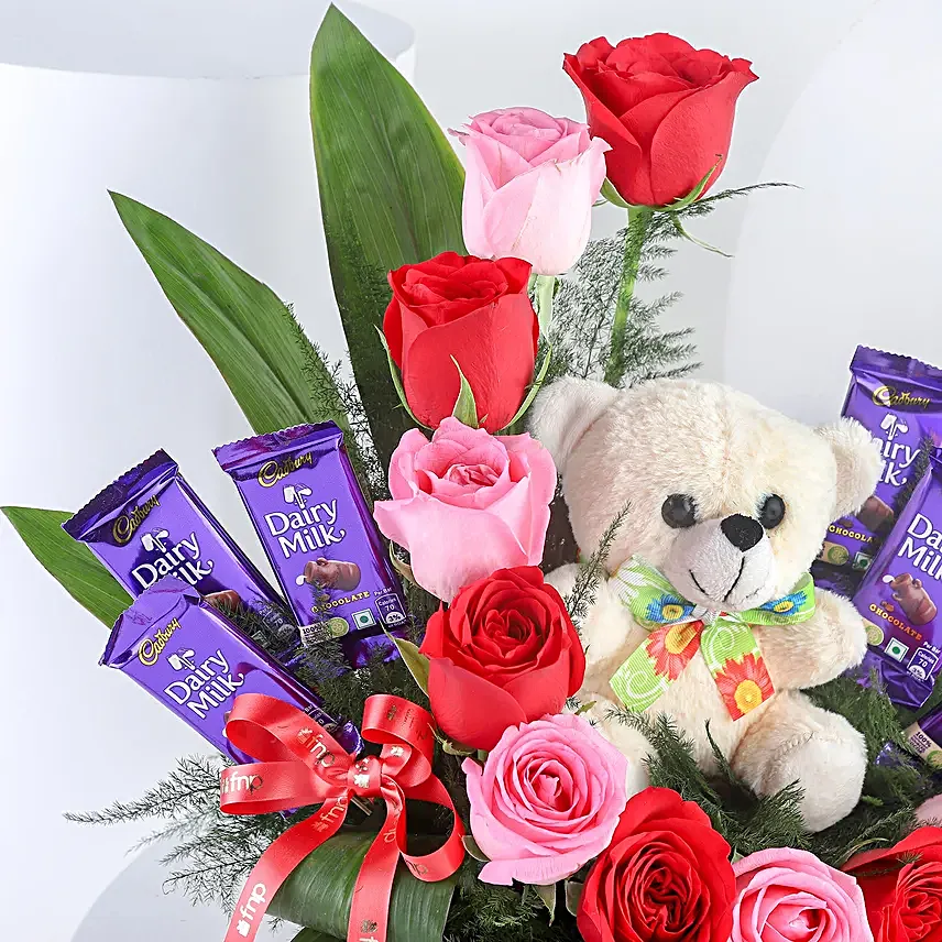 Romantic Mixed Roses Chocolate Surprise