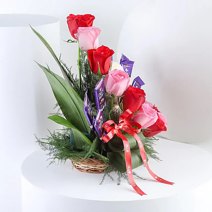 Romantic Mixed Roses Chocolate Surprise
