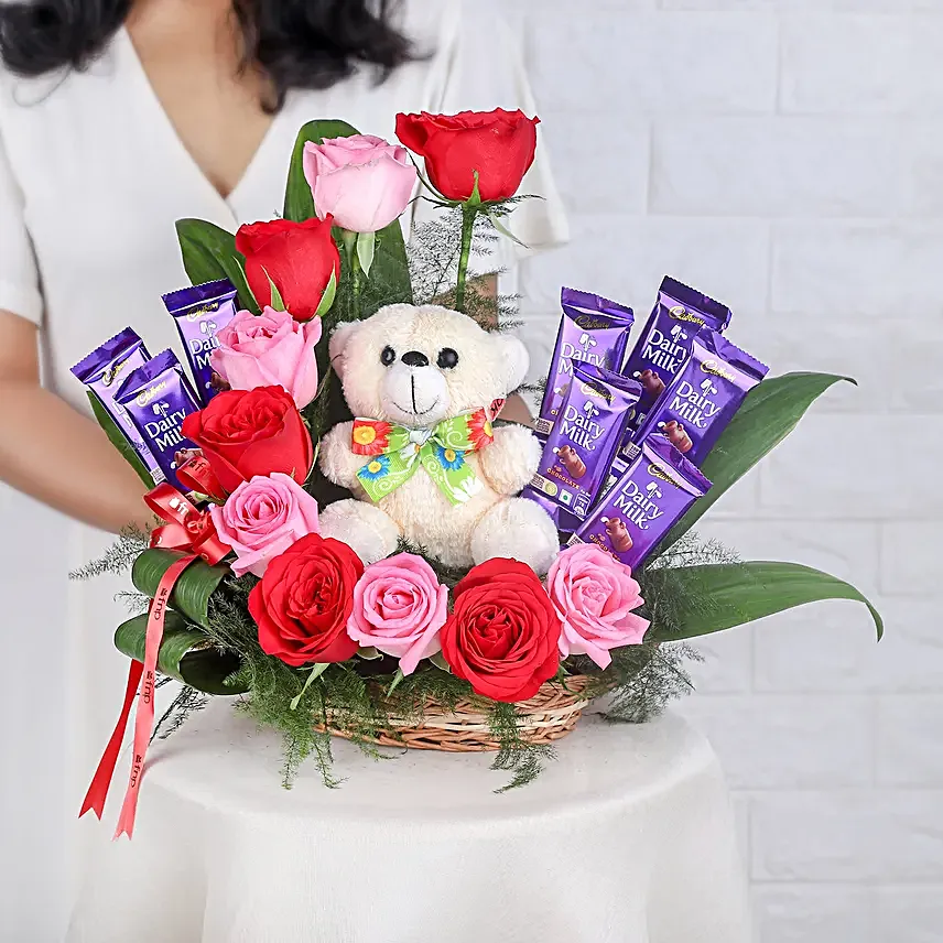 Romantic Mixed Roses Chocolate Surprise